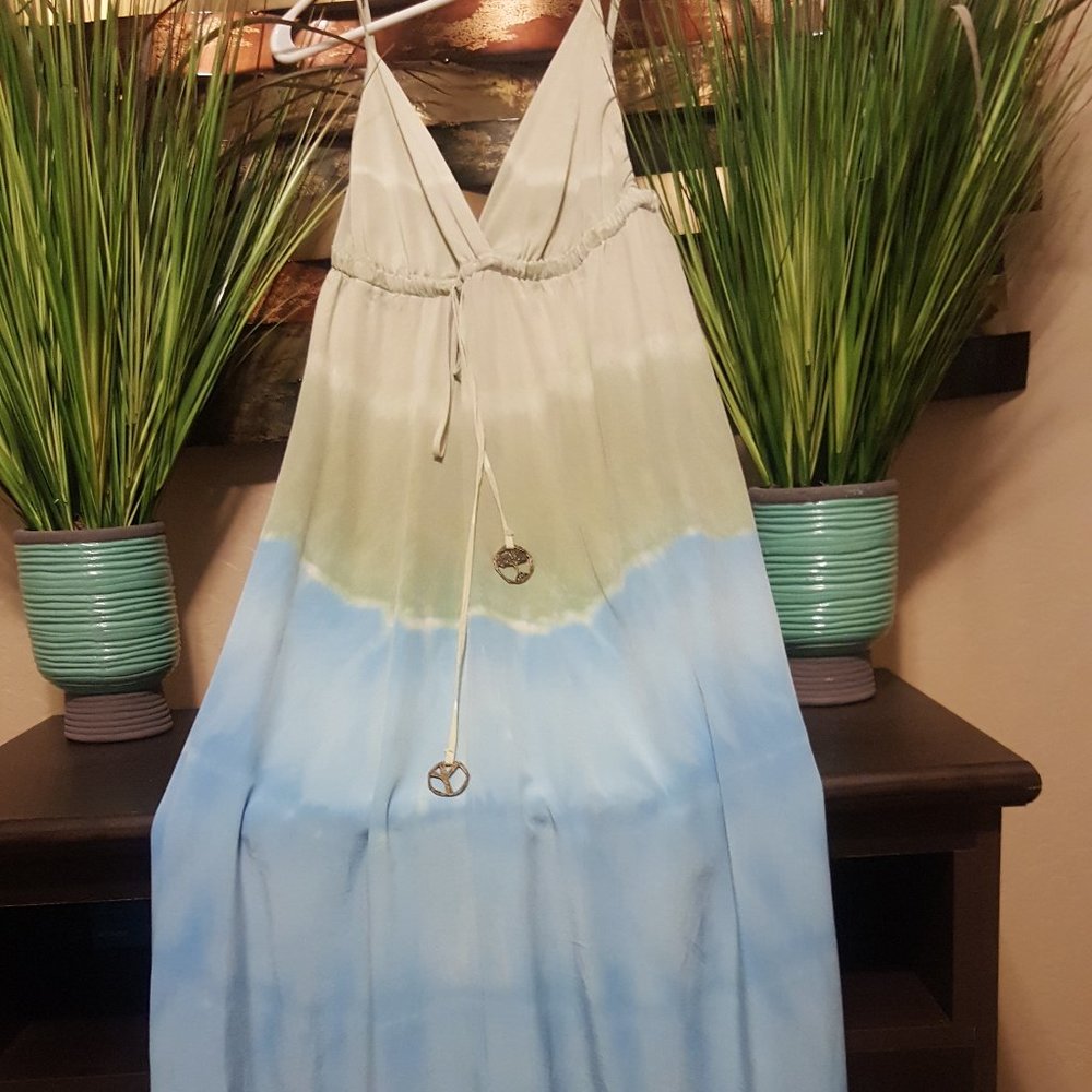 Green and Blue Gradient Maxi style dress